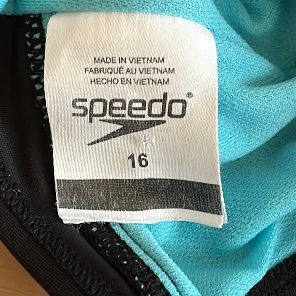 SPEEDO GIRLS PRINTED MEDALIST LOGO ONE PIECE SWIMSUIT SZ 16